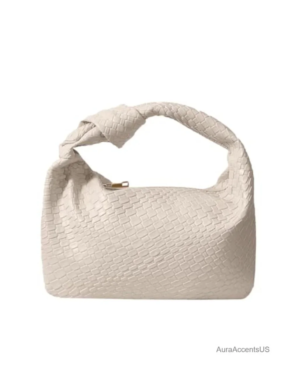 Woven Hobo Bag for Women Knot Strap Handbags Faux Leather Dumpling Clutch